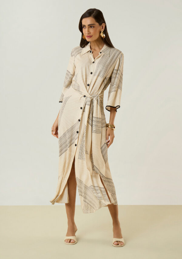 Vestido Maria.Valentina Solto Gola Clássica Manga Curta Midi Preto