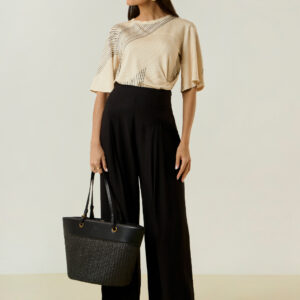 Blusa Maria Valentina Decote Careca Bege