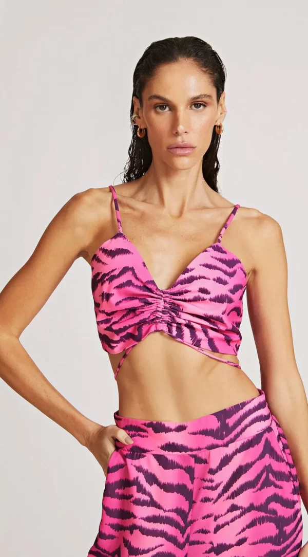 Top Morena Rosa Justo Alça Regulagem Frontal Rosa