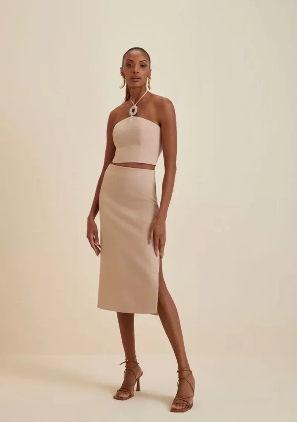 Top Cropped Morena Rosa Bege