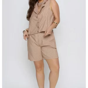 Colete Listrado Mais Gata Ocre