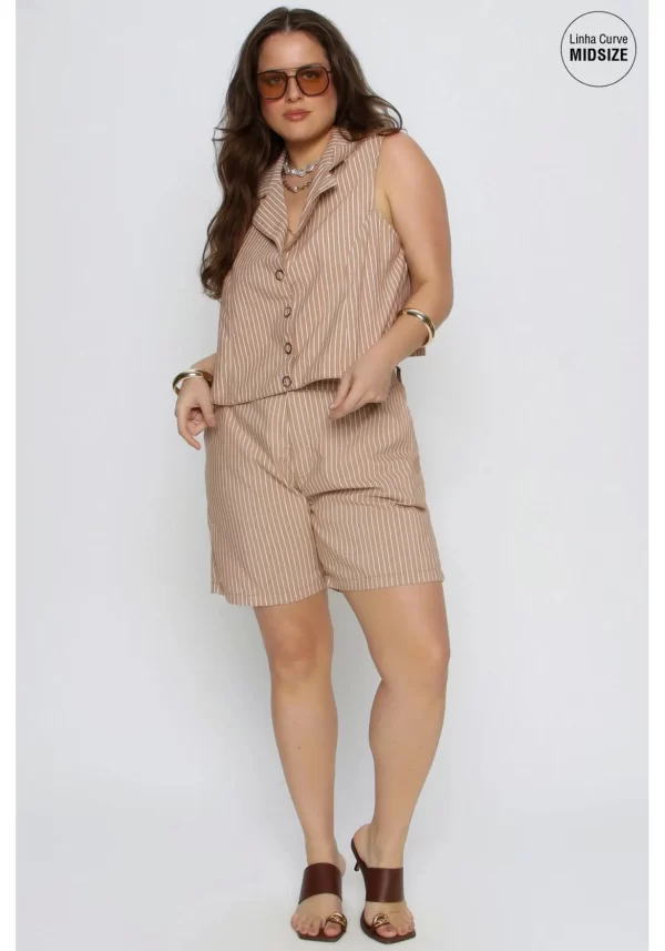 Colete Listrado Mais Gata Ocre