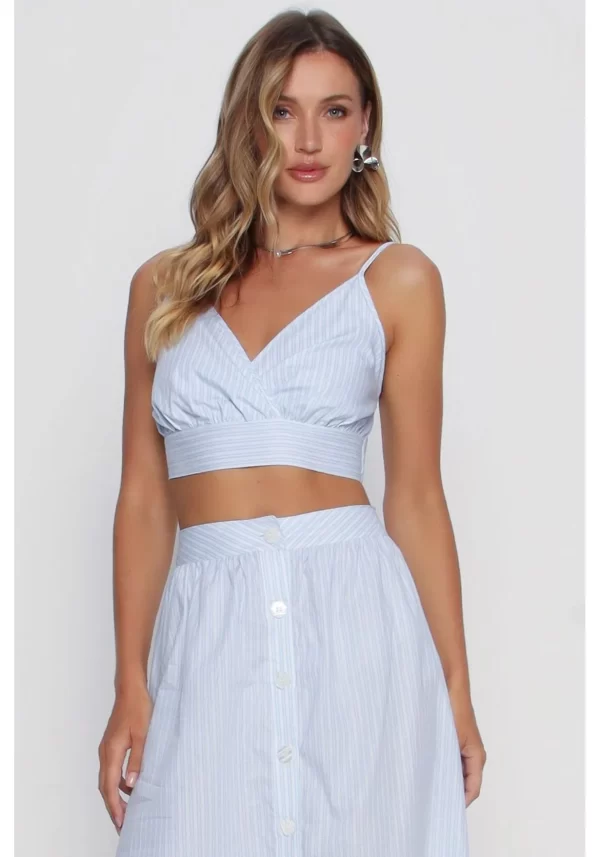 Cropped GataBakana Listrado Azul