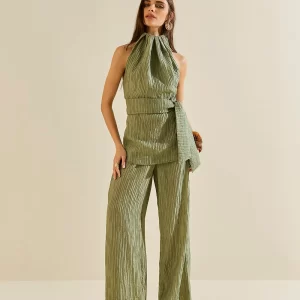 Regata Morena Rosa Ajustada Gola Alta Alongada Verde