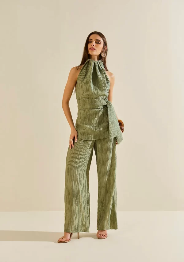 Regata Morena Rosa Ajustada Gola Alta Alongada Verde