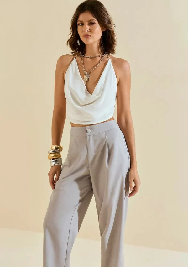 Regata Morena Rosa Solta Decote Costas Cropped Off White