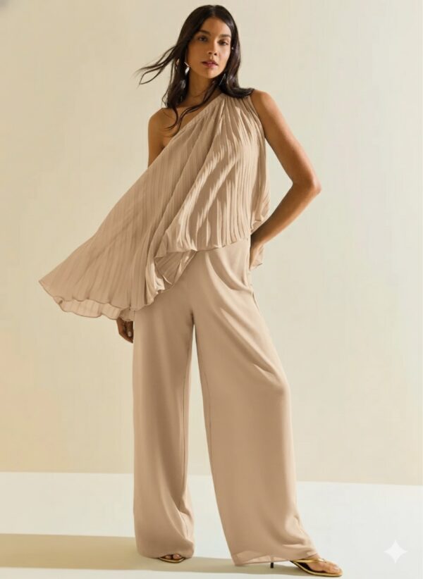 Calça Morena Rosa Pantalona Alta Bege